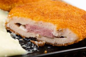 Sliced Fried Turkey Meat with Ham and Cheese