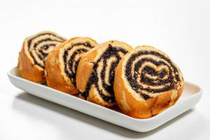 Sliced sponge roll with poppy seed filling