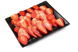 Sliced Strawberries on the black square plate (Flip 2019)
