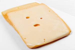 Slices cheese on white background (Flip 2019)