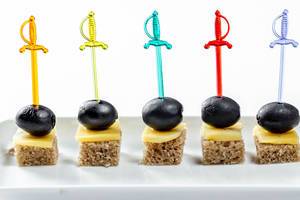 Small canapés to snack on white background