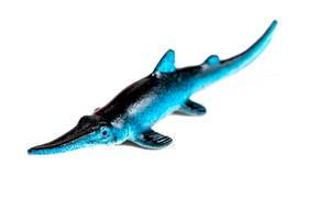 Small figure of a kronosaurus on a white background