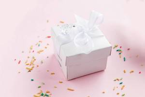 Small gift box with colorful sprinkles