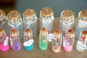 Small glass bottles with secret messages