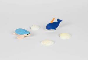 Small turtle and whale with seashells