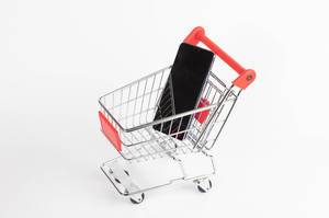 Smartphone in shopping cart