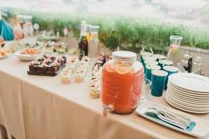 Snacks And Drinks On The Banquet Table