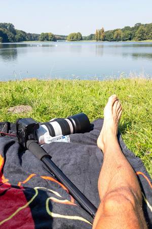 Sonne tanken am Decksteiner Weiher, Köln