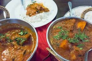 South Indian meal called Indidan Vindaloo, made with meat like Lamb and Curry