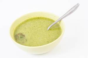 Spinach Soup served in the bowl above white background (Flip 2019)