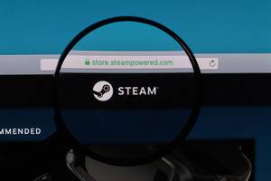 Steam logo under magnifying glass