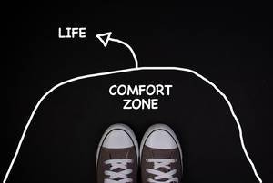 Step out of comfort zone concept