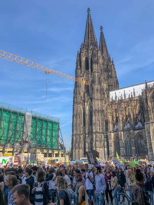 Student protest for Fridays for Future demo day in front of the Cologne Cathedral in Germany