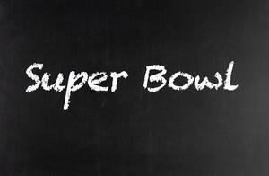 Super Bowl text written on blackboard