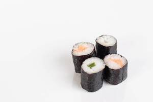 Sushi rolls on white background