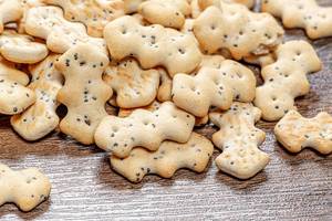 Sweet cookies crackers with poppy seeds