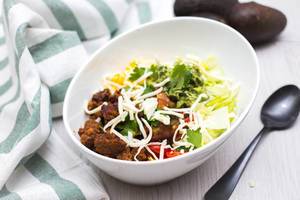 Tacos Bowl With Beef, Vegetable and Cheese