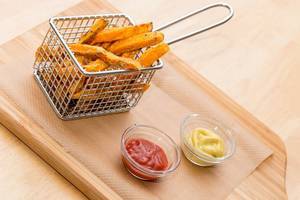 Tasty Sweet Potato Fries with Ketchup and Mustache