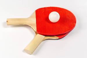 Tennis ball with two rackets for table tennis