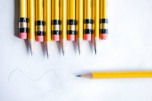 Testing yellow pencils