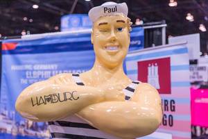 The figure of sailor Paul on display in Chicago to mark the partnership between Hamburg in Germany and the city in Illinois