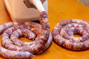 The process of cooking sausage