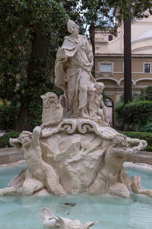 The statue of the fountain at the Palazzo Venezia Garden in Rome