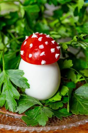 Tomato and egg appetizer look amanita