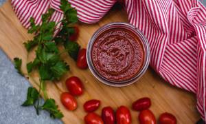 Tomato Sauce in a Jar Top View  (Flip 2019)