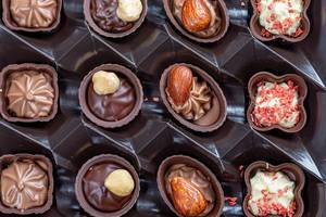Top view assorted chocolate candy (Flip 2019)