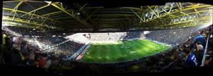 Top view from Signal Iduna Park before a Borussia Dortmund evening match