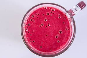 Top view of Raspberry Banana and Blackberry Smoothie