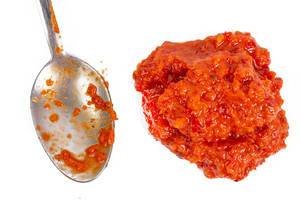 Traditional Serbian Ajvar with spoon