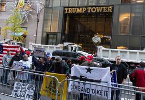 Trump supporters in front of Trump Tower