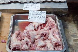 Turkey necks at a butcher