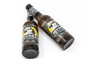 Two Bottles of Joy Bräu - Non Alcoholic Proteinbeer with High protein content, BCAA and carnitin on white background