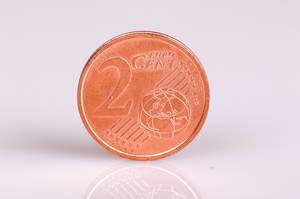Two Euro cent coin on white background