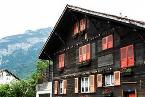 Typical Swiss home in the Alps