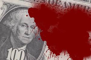 US Dollar bill in blood