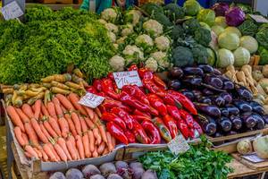 Various vegetables on marketplace in Rijeka, Croatia