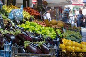 Vegetable stand at Kapani market in Thessaloniki