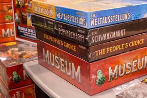 Verschweißte Spiele auf dem Tisch gestapelt: Museum, the Peoples Choice, der Schwarzmarkt und die Weltausstellung