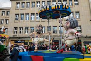 Wagen zum Thema Rente mit 70 - Kölner Karneval 2018