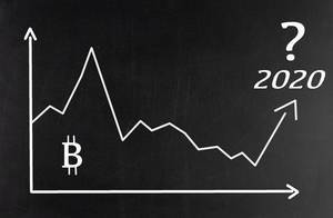 Weißes Diagramm spekuliert Entwicklung des Marktwerts von Bitcoins bis 2020