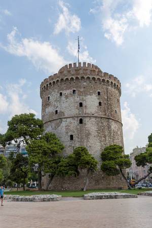 White Tower of Thessaloniki on a cloudy day
