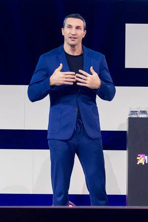 Wladimir Klitschko, former box champion and investor on stage at Digital X in Cologne