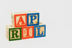 Wooden blocks with April text