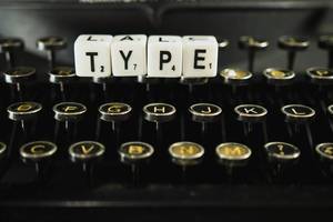 Word TYPE on a typewriter