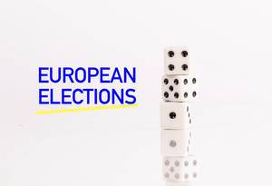 Würfel mit dem Text "European Elections" (Europawahlen)