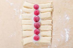 Yeast dough with fresh raspberries. Home baking (Flip 2019)